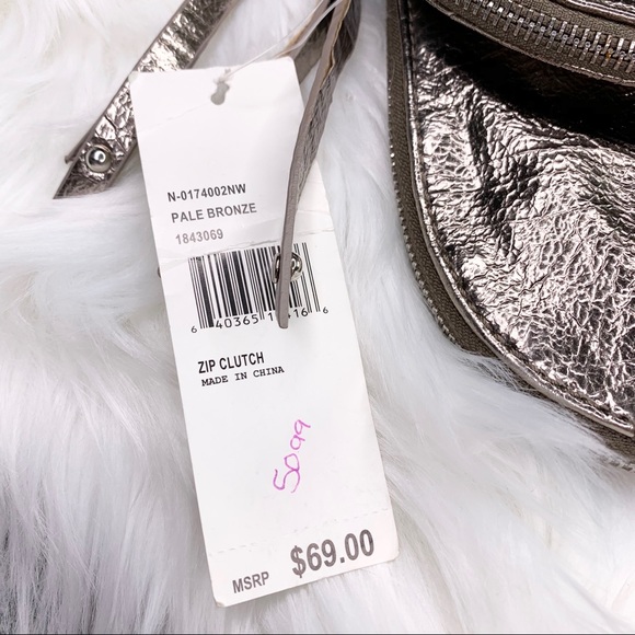 NINE WEST Pale Bronze Zip Magnet Fold Clutch Purse - Picture 2 of 8